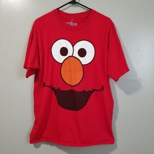 Sesame Street Red Elmo Face Graphic T Shirt Y2K Women's Large Unisex